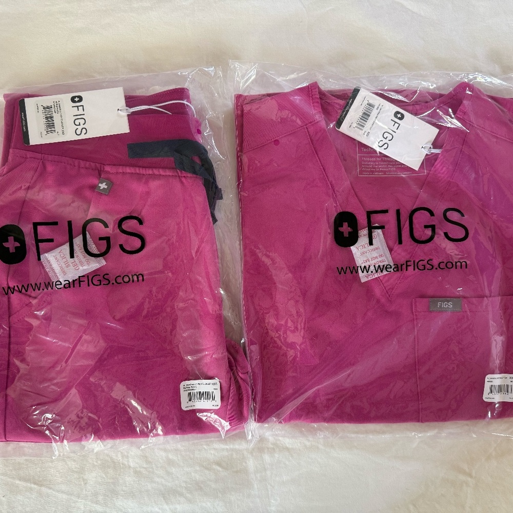 FIGS Scrub Set Zamora Jogger + Catarina Top - Pink - XXS -NWT